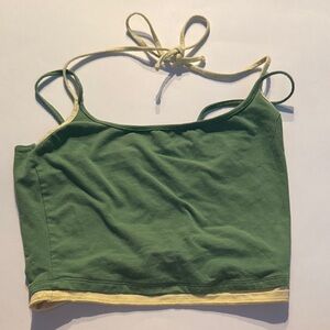 Tilly's Green and Cream Top Looks Iike Bathing Suit Under.